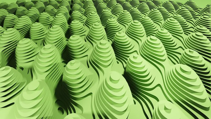 3D Loopable Abstract Animation with a Green Repeating Hill Pattern