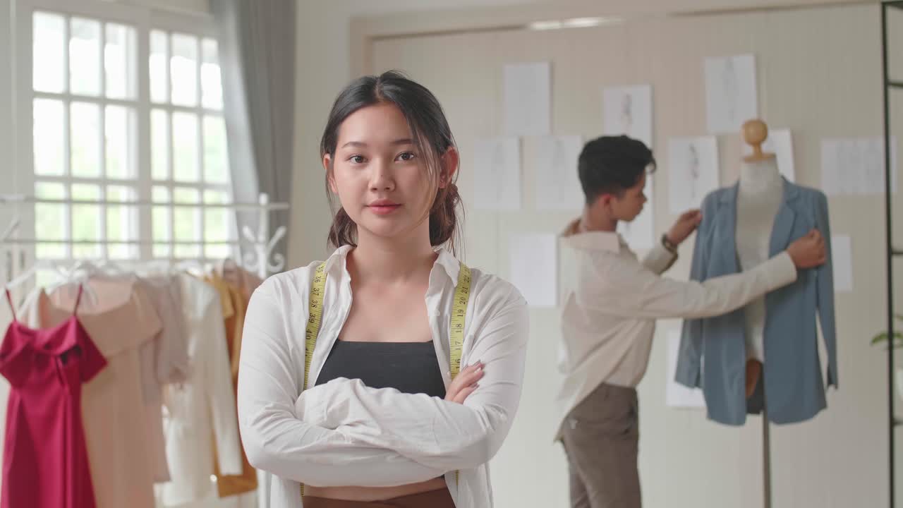Young Asian Woman Dressmaker Smiling