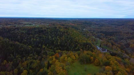 Aerial-View-of-the-Krimulda-Palace-in-Gauja-National-Park-Near-Sigulda-and-Turaida,-Latvia