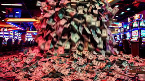 money falling in casino