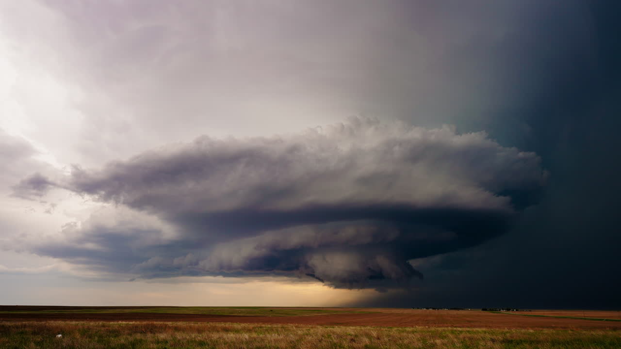 Dramatic Supercell Thunderstorm Over Expansive Fields