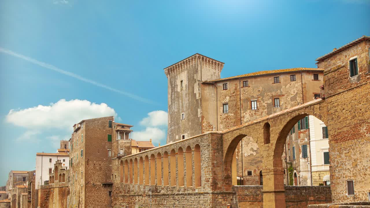 La piccola città medievale di Pitigliano a Grosseto, Toscana, Italia, video time-lapse