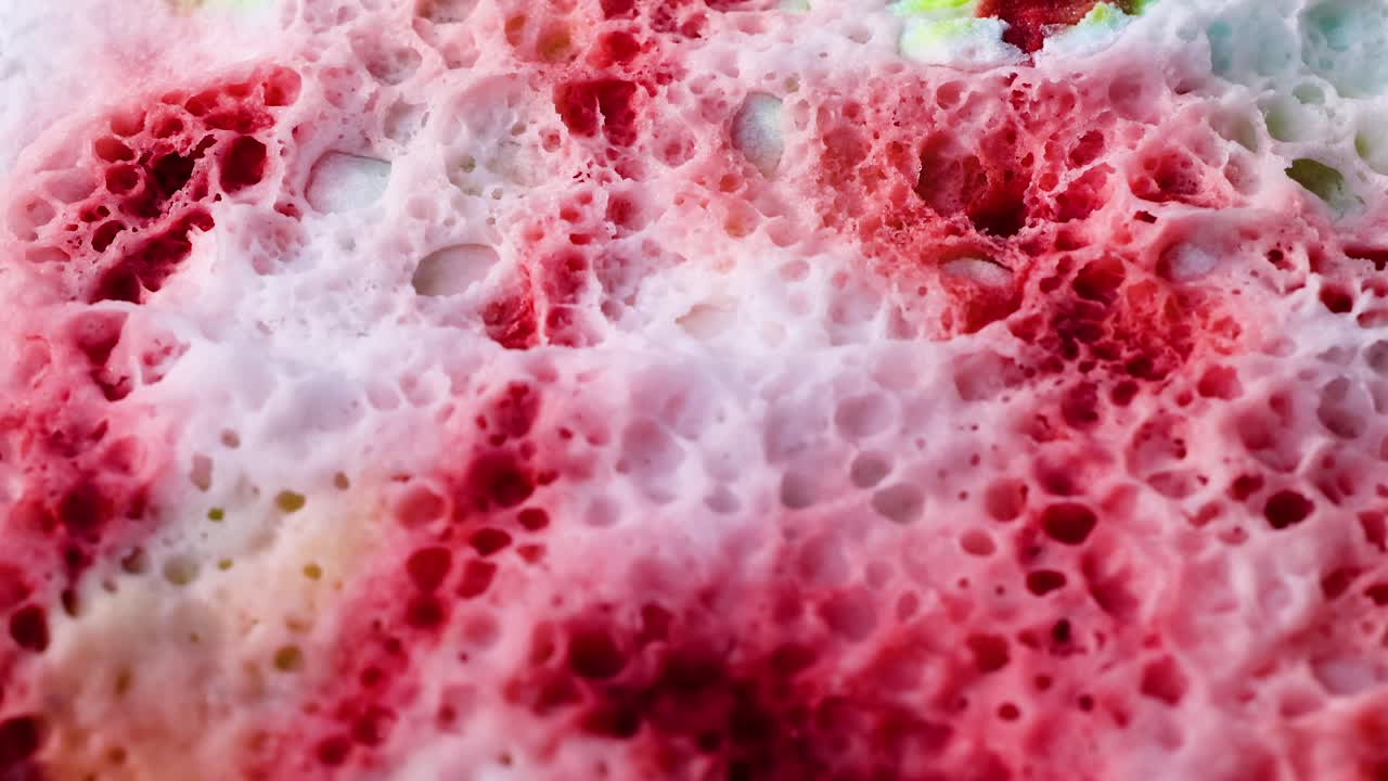 reacción química vibrante con espuma de colores