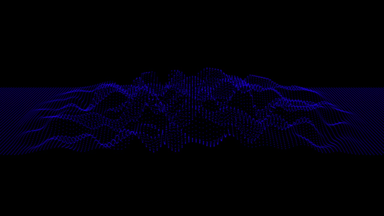 Waves data abstract background. 3d digital blue dots are connected in a network on an empty black background for overlay effect. Technology, artificial intelligence, science, dataset concept.