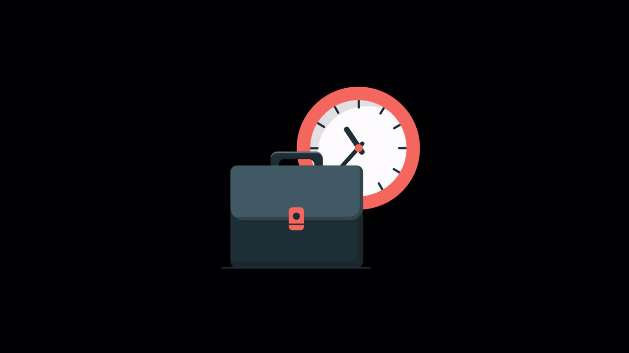 Animated Briefcase and Clock Illustrating Business Time