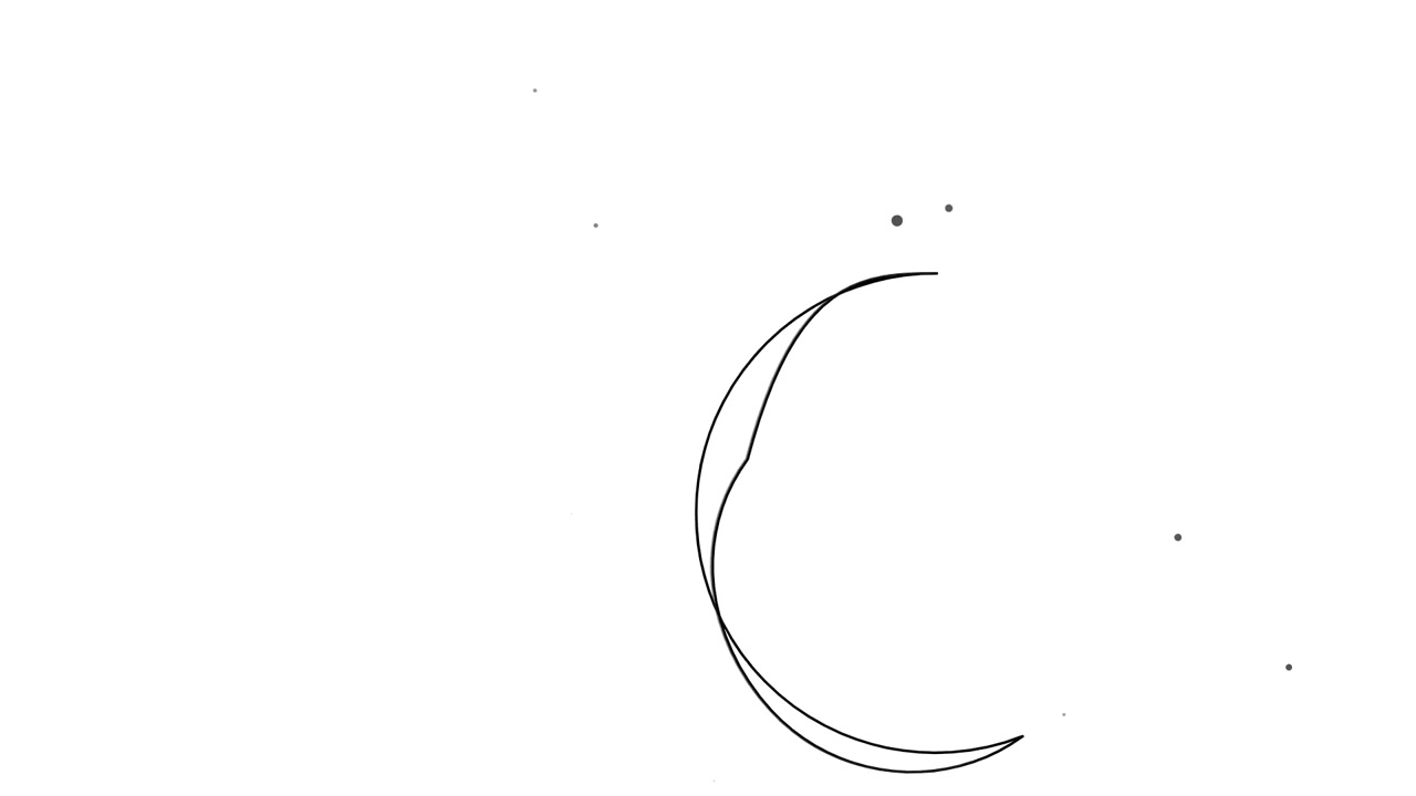 Minimalist Line Art Animation of a Crescent Moon and Floating Stars