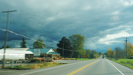 drive along road of typical small american town 1