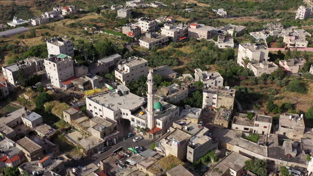 Aerial View over mosque In Palestinian Village, Beit Surik,