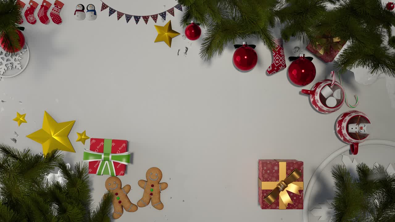 Christmas And New Year Background With Decorations And Present