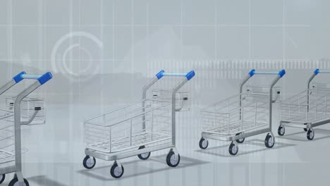 animation of data processing over shopping carts