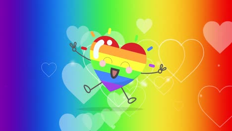 Animación-De-Un-Corazón-Arcoiris-Sonriente-Sobre-El-Fondo-Del-Arco-Iris.