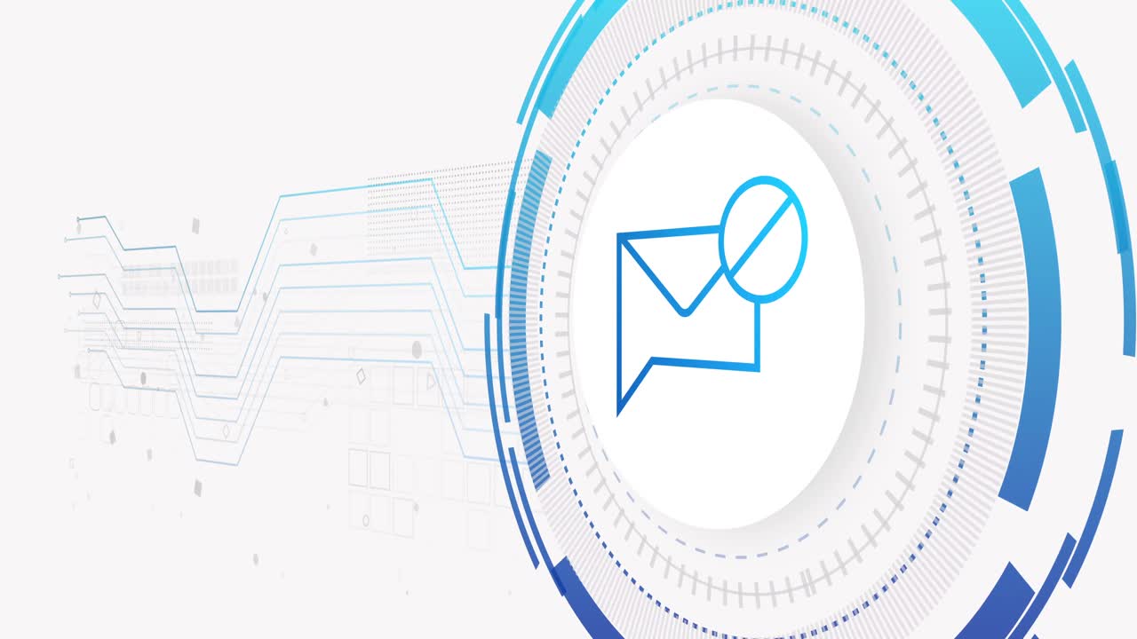 animación de la red de conexiones y el sobre sobre fondo blanco