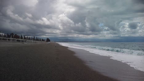 a pov shot of a beach in winter