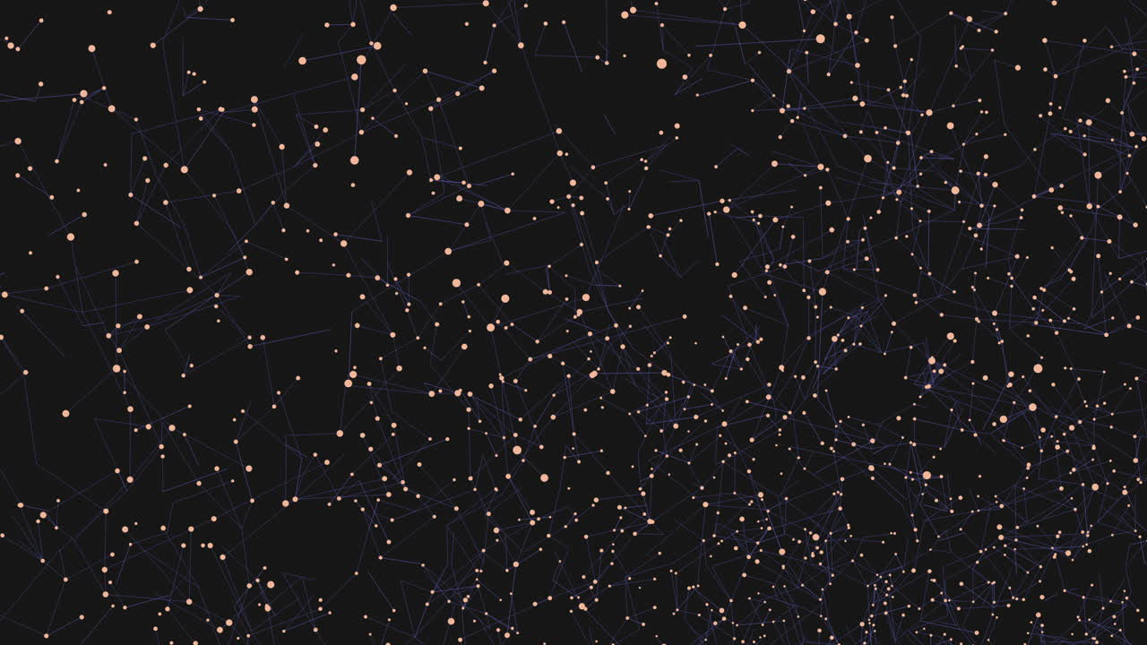 Connected neon small dots and lines in dark space