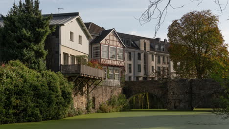european old town with canal and moat