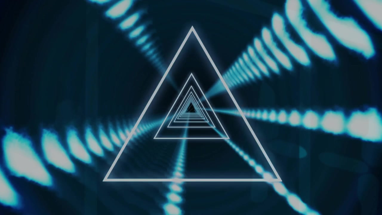 Animation of neon triangles and network of glowing connections