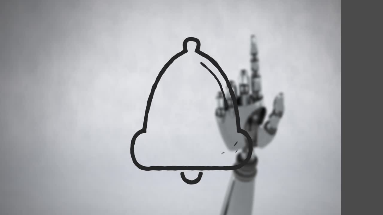 바탕에 로 손 위에 종 아이콘의 애니메이션.