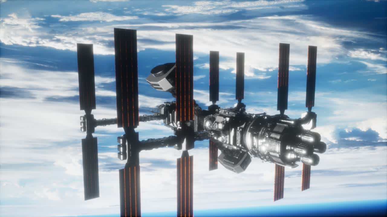 지구 위 에 있는 우주 공간 에 있는 국제 우주 정거장