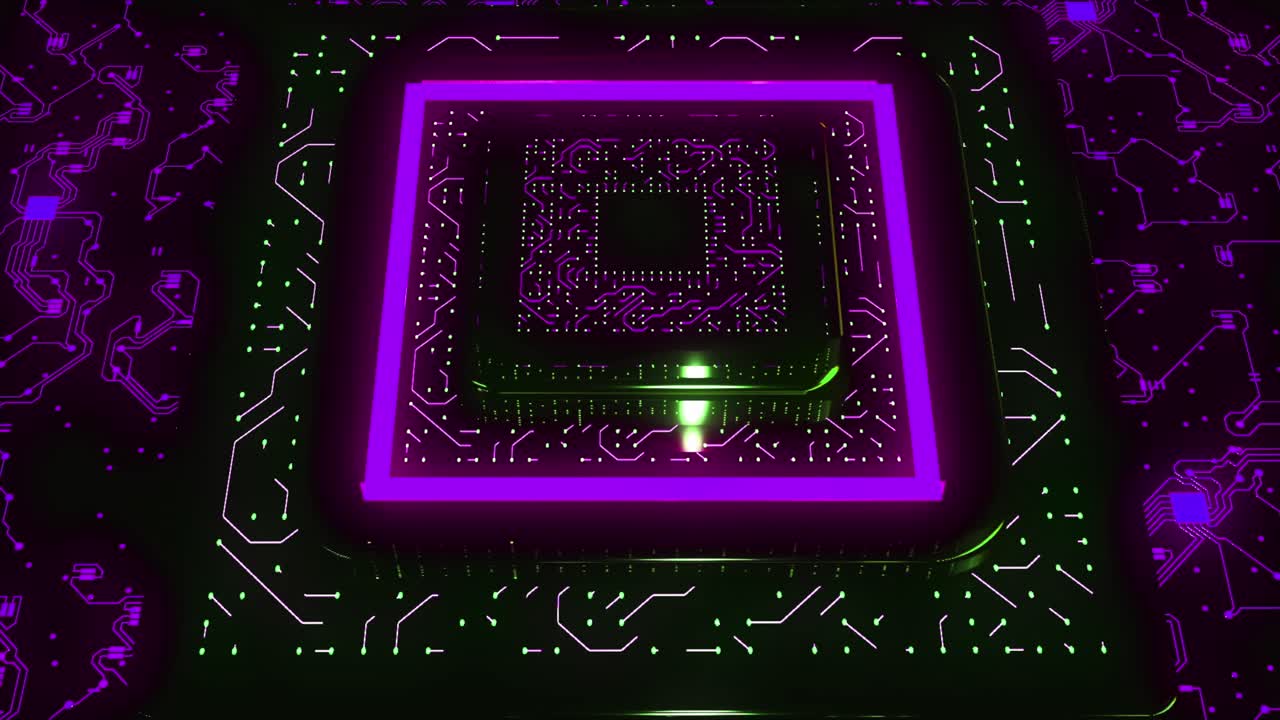 Close Up of a Computer Chip with Circuitry