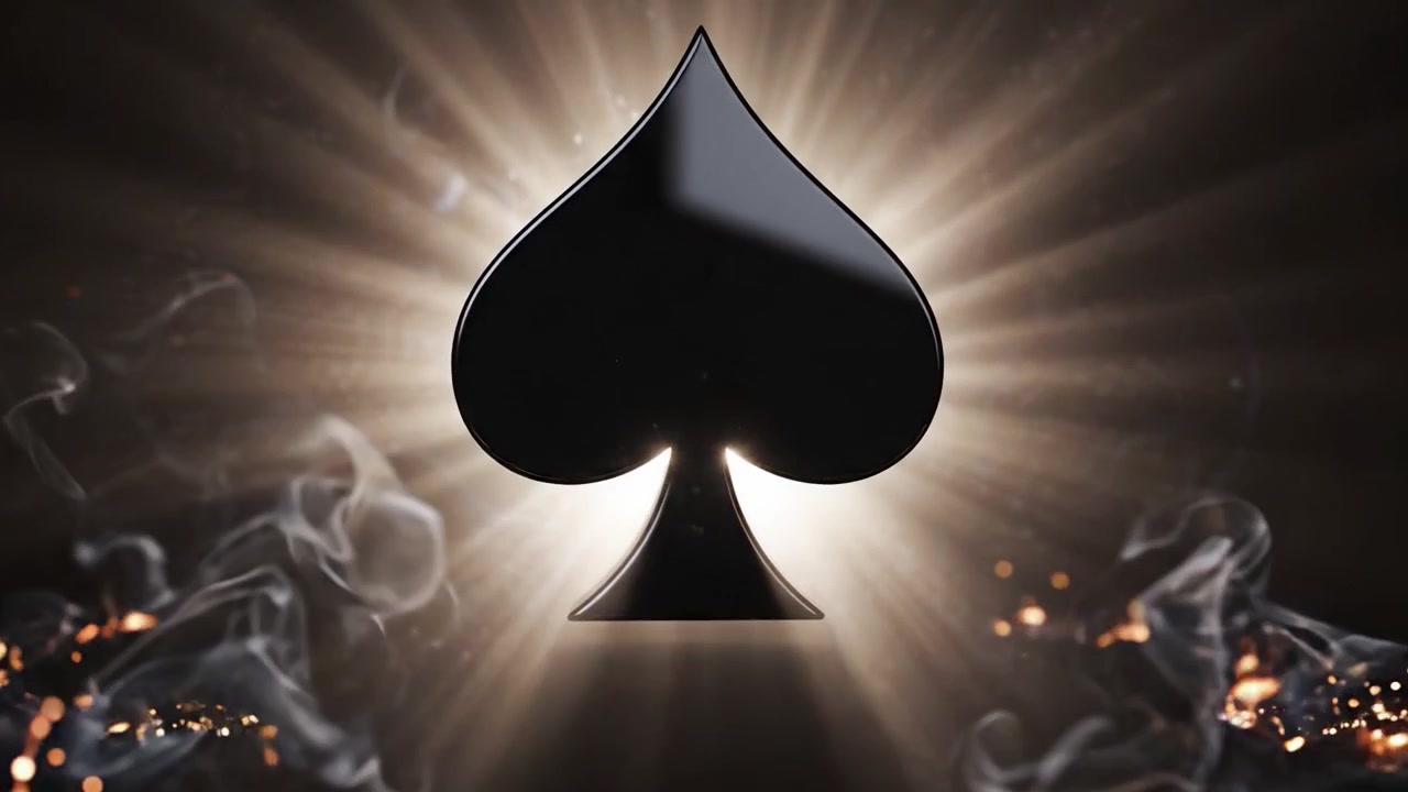 A Stunning Transformation of Energy Through Light: A Beautiful Visual Journey from Chaos to Harmony Featuring a Spade Symbol in a Dazzling Display of Cosmic Swirls