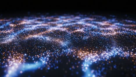 a starlit canvas: ethereal patterns of glowing particles captured in a stunning visual display of light and color, creating a cosmic experience across the surface