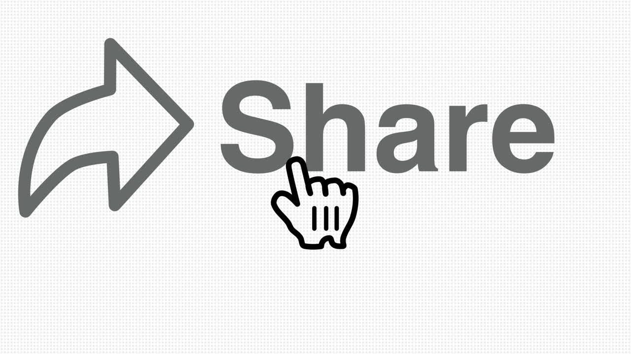 Cursor hand pointer clicks social share link icon Animation