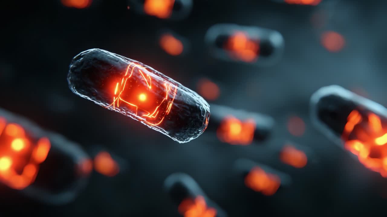 Una splendida visualizzazione di capsule luminose che fluttuano in uno sfondo mistico di luce e ombra, mettendo in mostra i dettagli intricati e la vivacità del soggetto.
