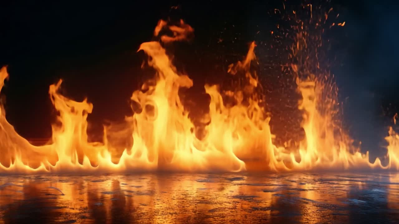 Line of Fire Reflected on a Dark Surface