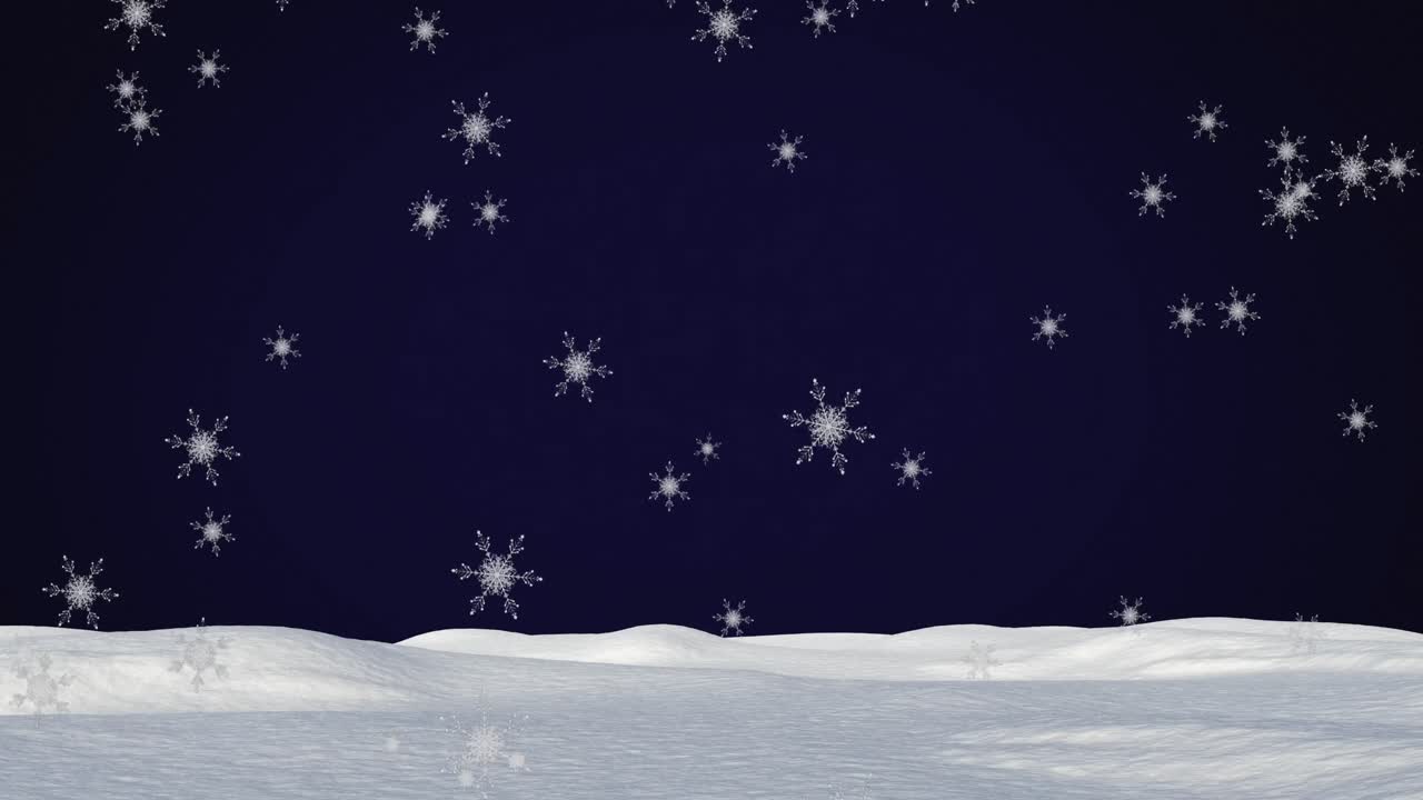 야간 겨울 풍경의 애니메이션