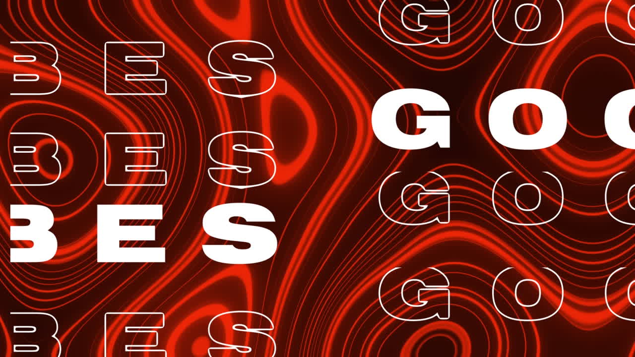 animación digital de buenas vibraciones texto contra la topografía roja sobre fondo negro