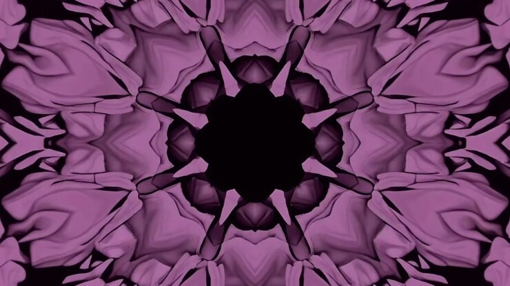 Abstract Purple Kaleidoscope Pattern with Symmetrical Geometric Motion
