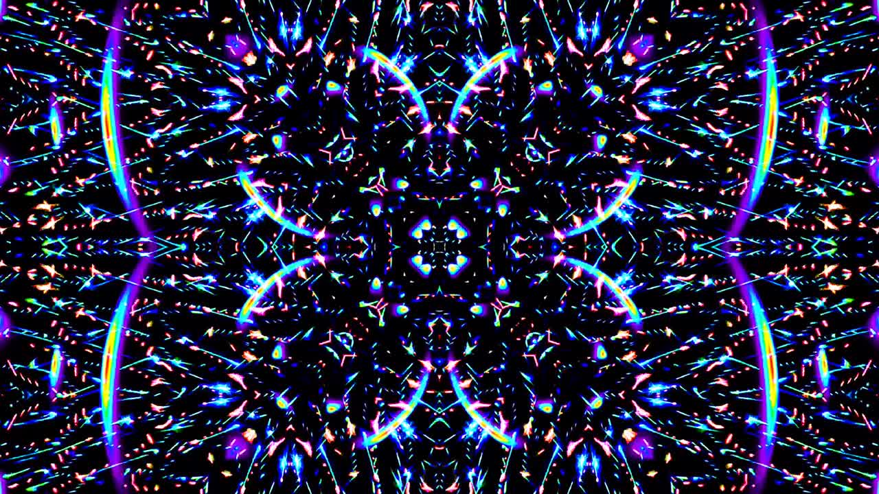 colorful lines glowing waves flower shape background kaleidoscope abstract