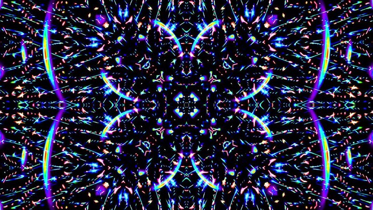 colorful lines glowing waves flower shape background kaleidoscope abstract
