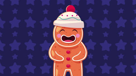 animación de feliz navidad con muñeca de jengibre