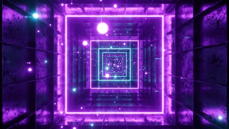gráfico de movimiento de bucle sin costuras de volar en un túnel digital cuadrado