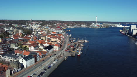 aerial view of a danish coastal town