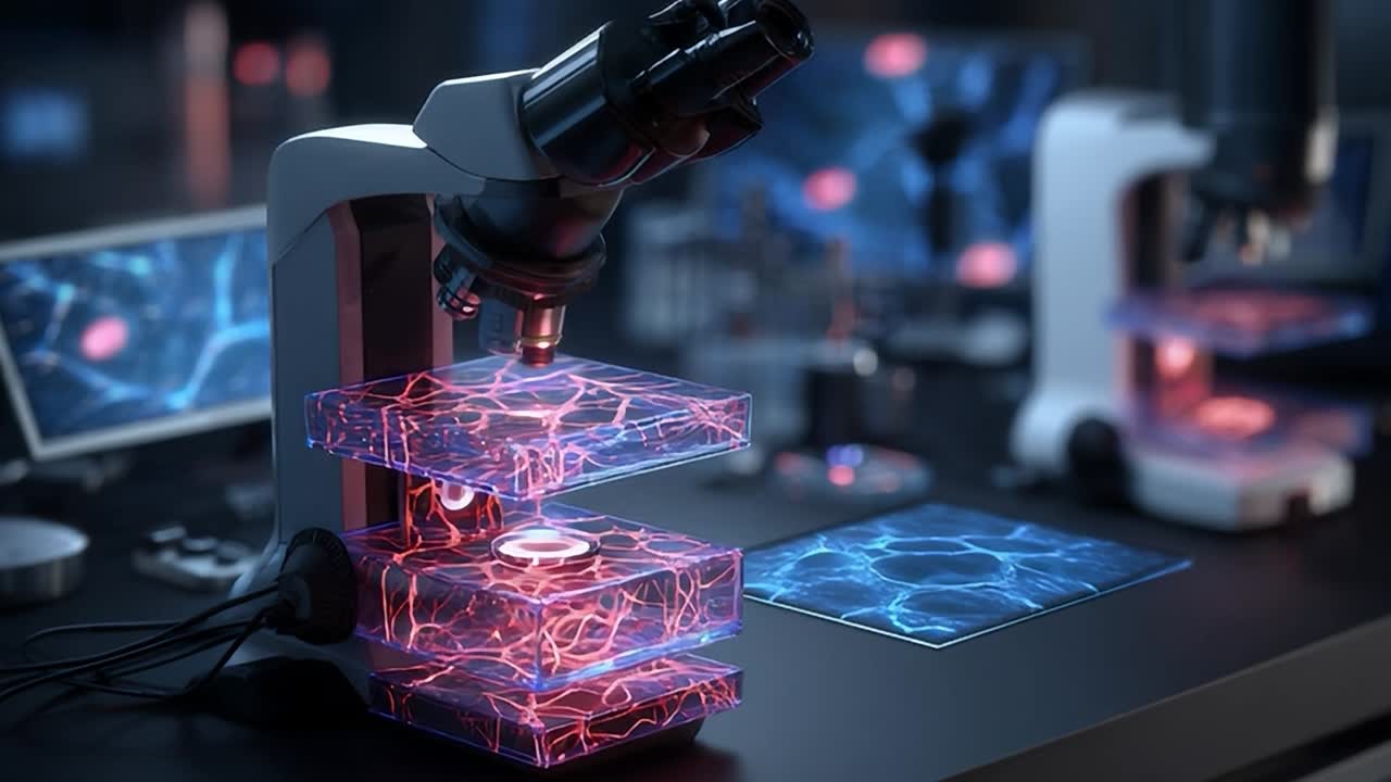 Advanced microscope setup for cellular research in modern lab environment