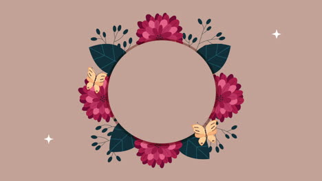 beautifull flowers garden circular frame animation