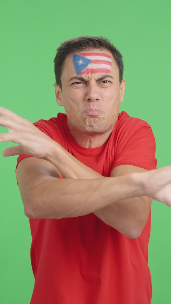 Man Cheering for Puerto Rico, angry with the decision of referee