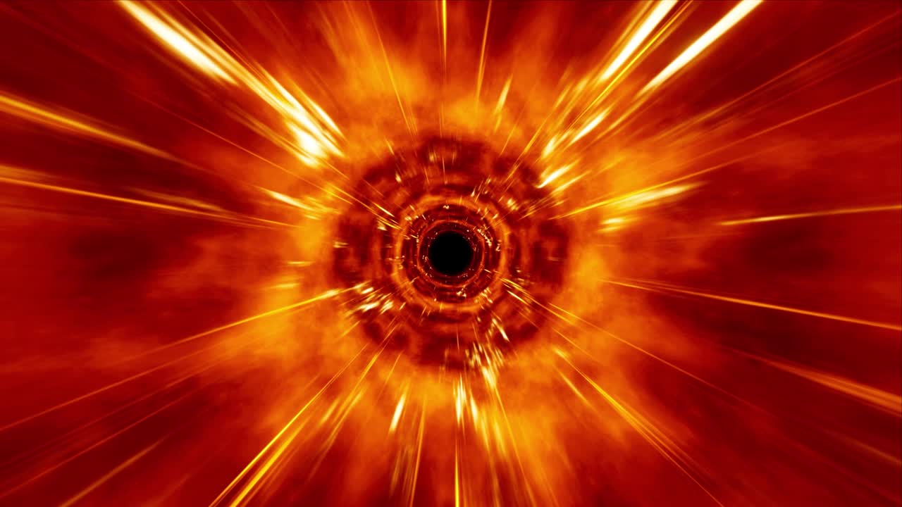 vuela hacia el agujero de energía de fuego ardiente