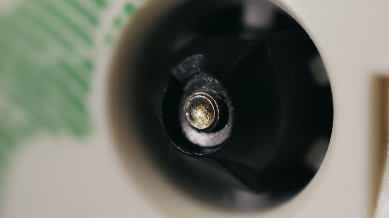 Close-up of a cassette tape mechanism