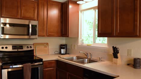 panorama of traditional kitchen interior