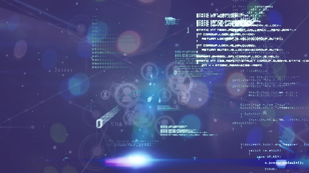 Animation of hand bionic security system over blue space with diverse data and lights
