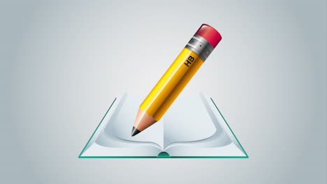 texto y lápiz animación de suministros educativos