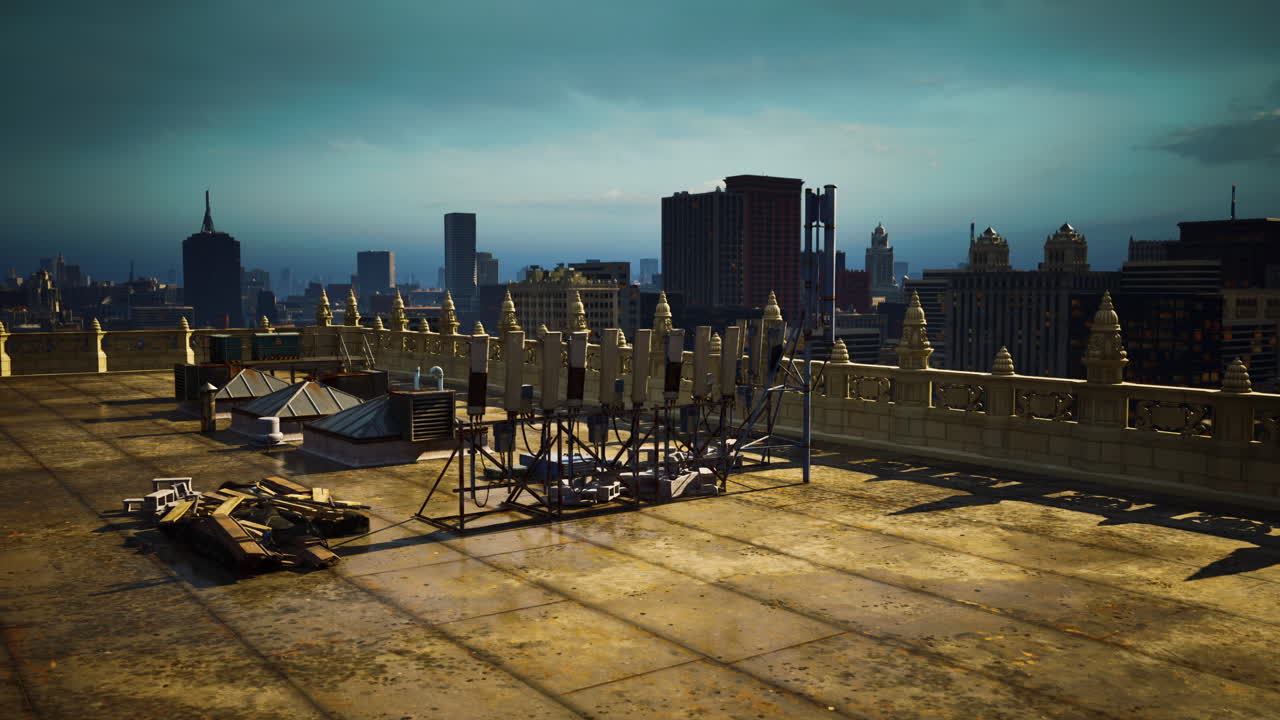 una vista desde el techo de un horizonte de la ciudad