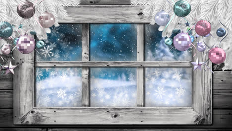 Winterlandschaft-Durch-Fenster-Gesehen