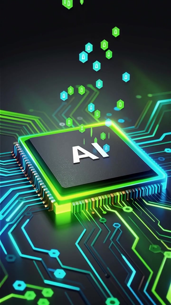 Futuristic AI Chip Motherboard Technology Background