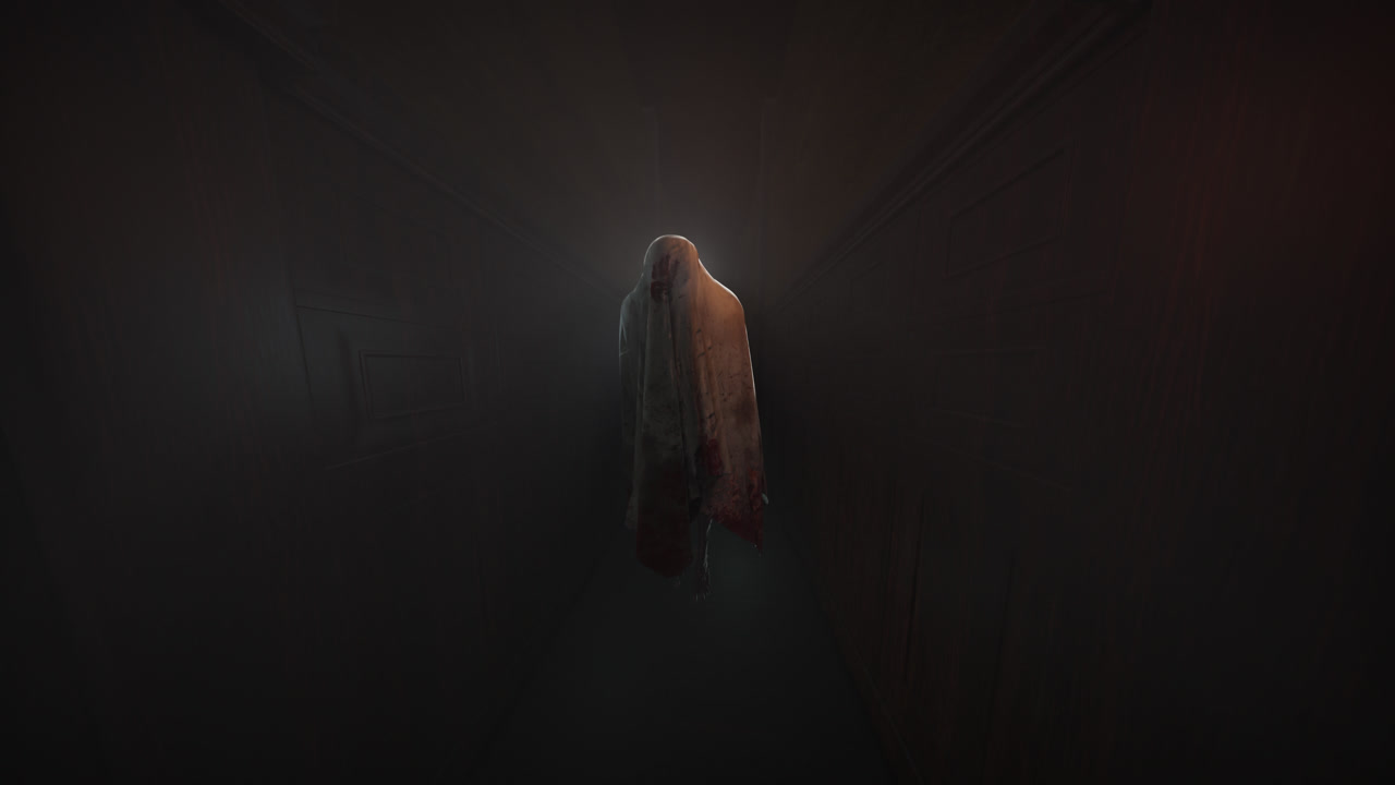 animación de fantasma en movimiento y humo sobre fondo negro