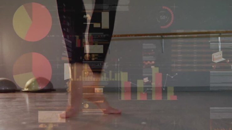Animation of statistics over exercising ballerina