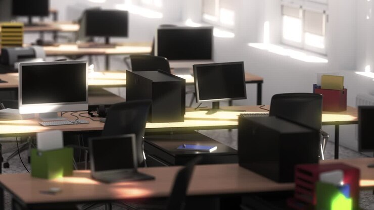 close-up de espaço de escritório. vídeo de looping